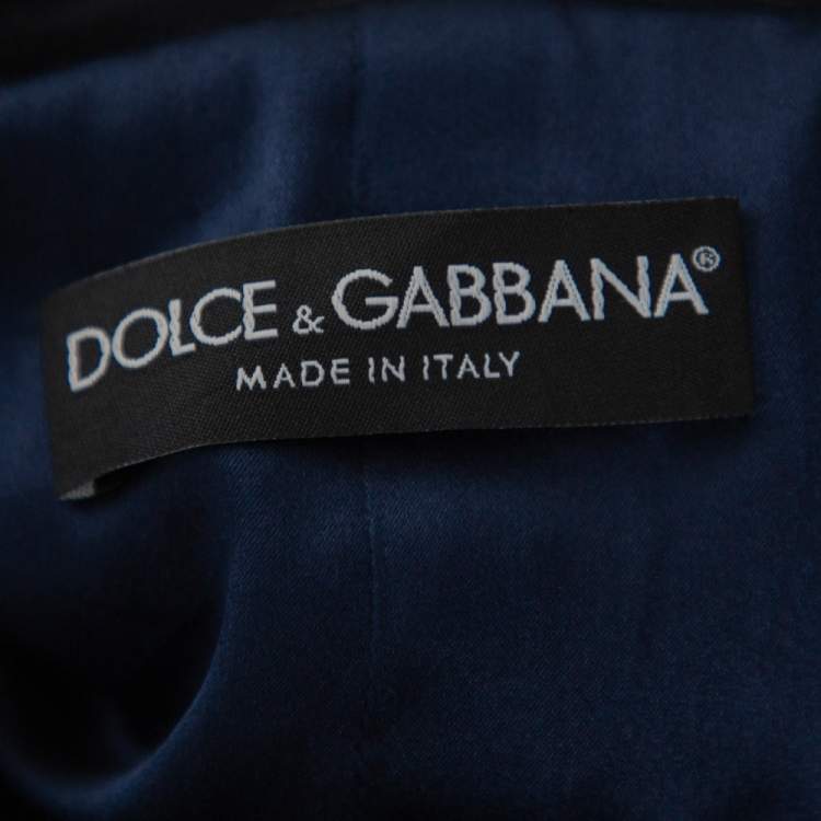 Pre Owned Dolce & Gabbana Navy Blue Floral Sequin Embellished Velvet Tailcoat S