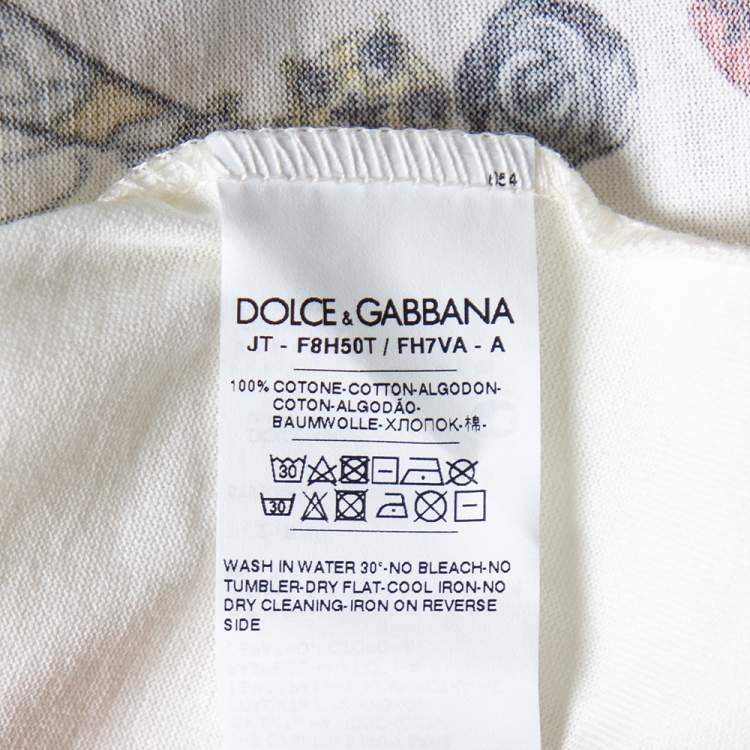 Pre Owned Dolce & Gabbana White Queen of the Hearts Cotton Round Neck T-Shirt XL