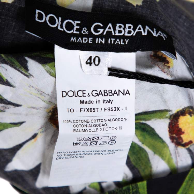 Pre Owned Dolce & Gabbana Black Sunflower Print Cotton Sleeveless Top S
