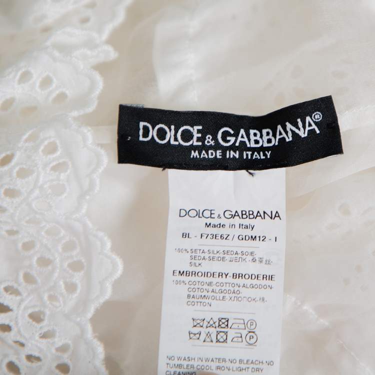 Pre Owned Dolce & Gabbana White Crochet Off Shoulder Crop Top M