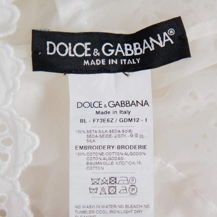 Pre Owned Dolce & Gabbana White Crochet Off Shoulder Crop Top M