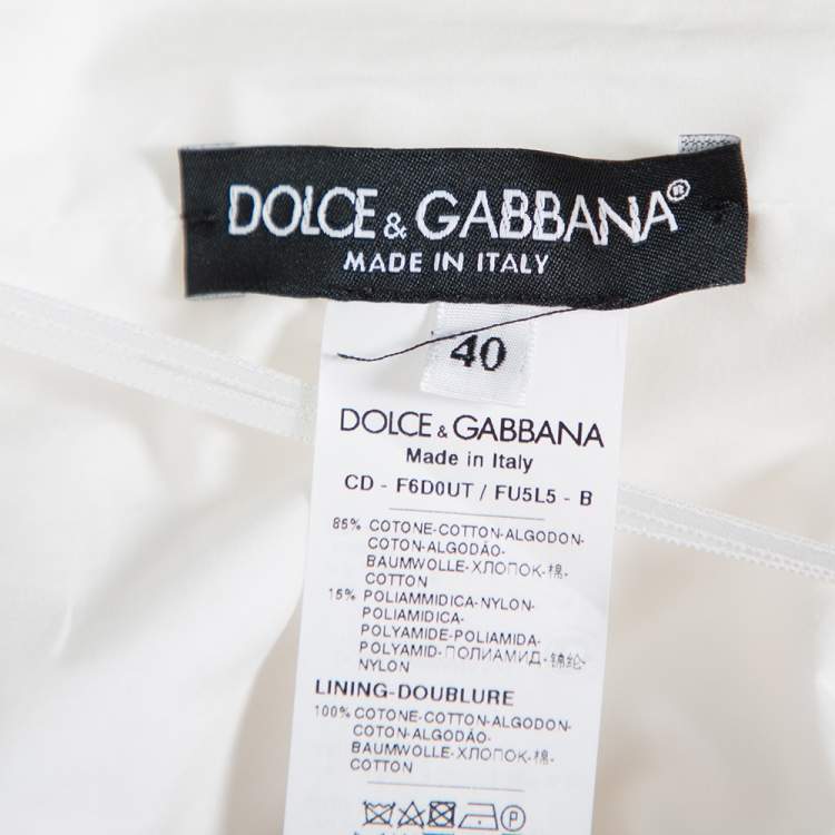Pre Owned Dolce & Gabbana White Cotton Lace Trim Detail Tiered Mini Dress S