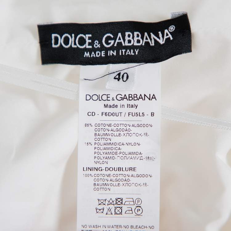 Pre Owned Dolce & Gabbana White Cotton Lace Trim Detail Tiered Mini Dress S