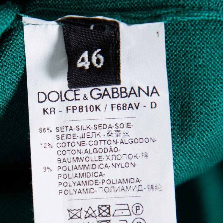 Pre Owned Dolce & Gabbana Green Silk Lace Detail Sleeveless Top L