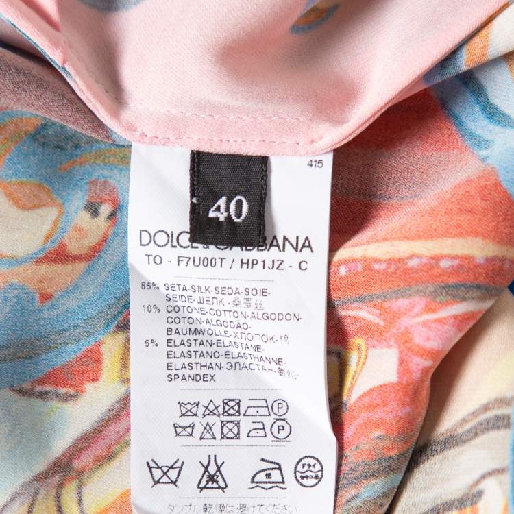 Pre Owned Dolce & Gabbana Multicolor Caretto Printed Silk Tank Top S