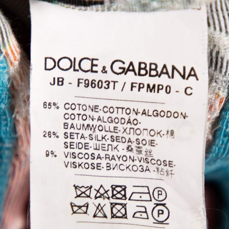 Pre Owned Dolce & Gabbana Multicolor Majolica Printed Textured Cotton Oversized Crop Top S