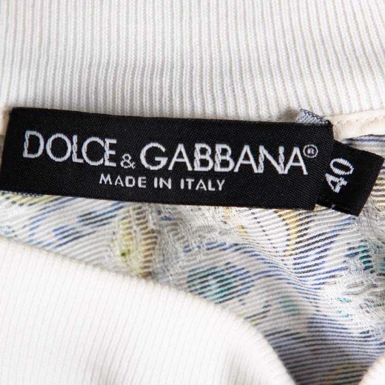 Pre Owned Dolce & Gabbana Multicolor Majolica Printed Textured Cotton Oversized Crop Top S