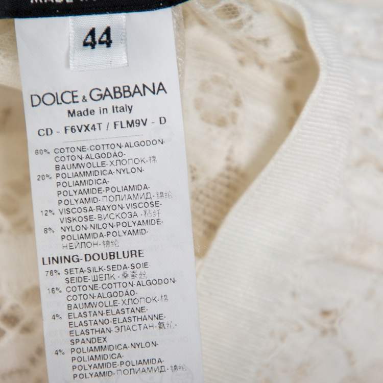 Pre Owned Dolce & Gabbana White Lace Flared Maxi Dress M