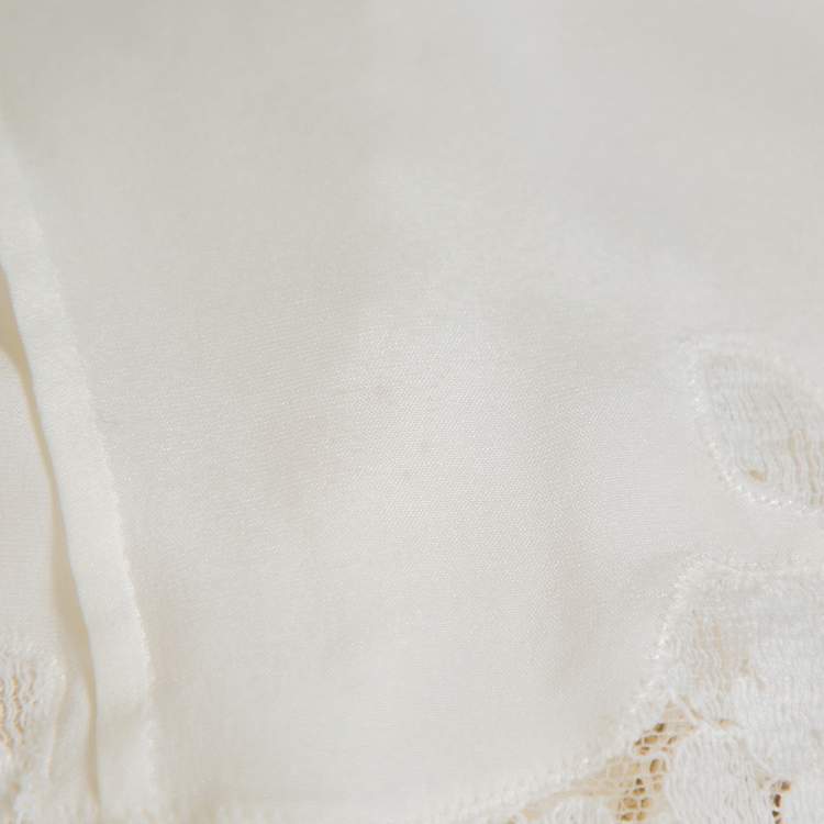 Pre Owned Dolce & Gabbana White Lace Flared Maxi Dress M