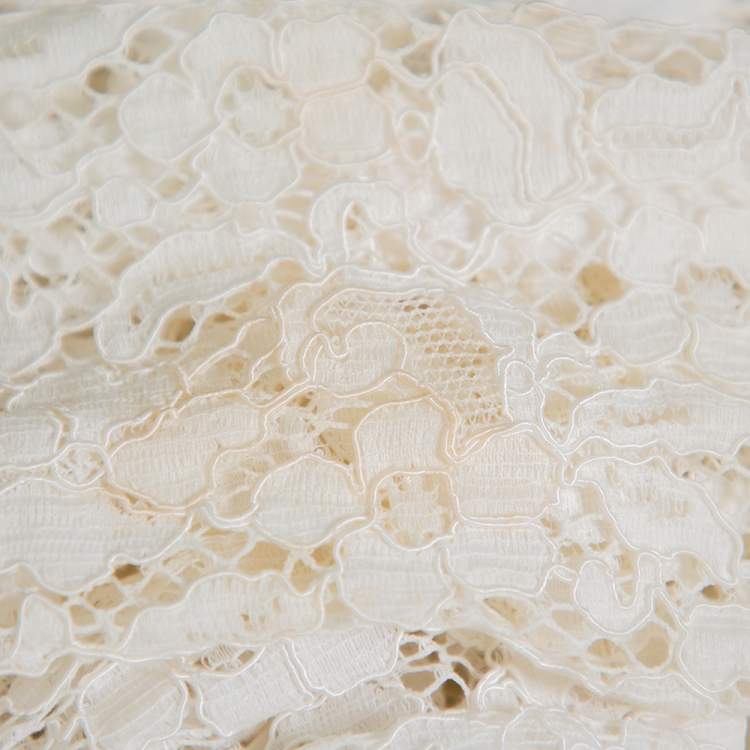 Pre Owned Dolce & Gabbana White Lace Flared Maxi Dress M