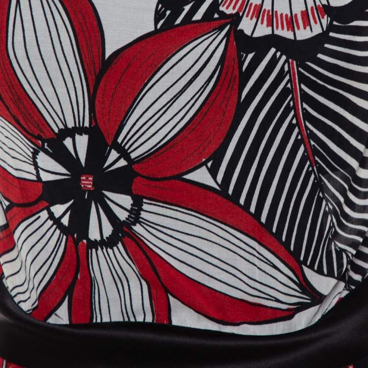مملوكة مسبقًا Dolce & Gabbana Multicolor Printed Cotton & Silk Ruffle Detail Sleeveless Top M