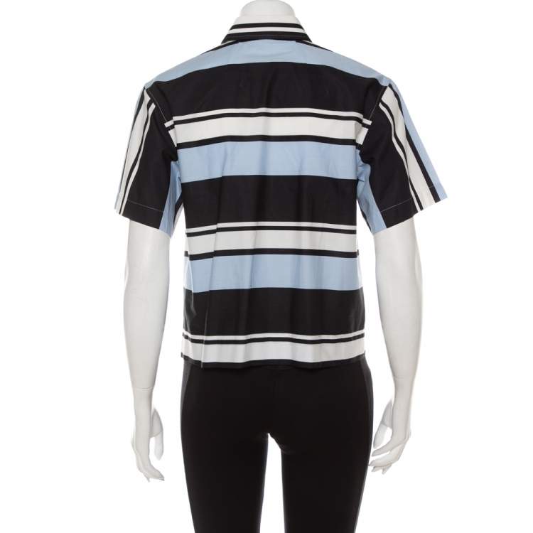 مملوكة مسبقًا Dolce & Gabbana Blue Striped Cotton Cropped Button Front Shirt M