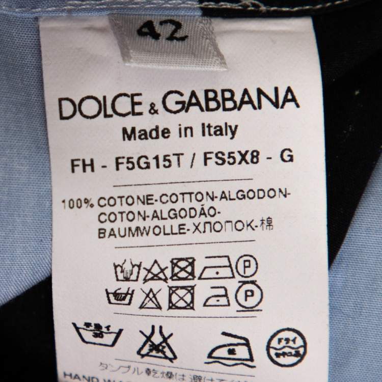 مملوك�ة مسبقًا Dolce & Gabbana Blue Striped Cotton Cropped Button Front Shirt M