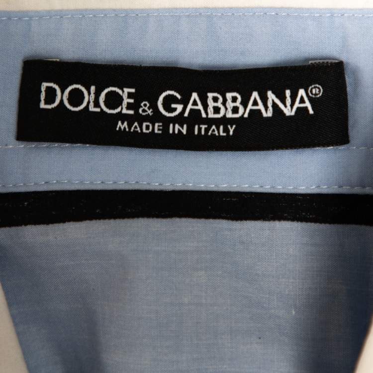 مملوكة مسبقًا Dolce & Gabbana Blue Striped Cotton Cropped Button Front Shirt M