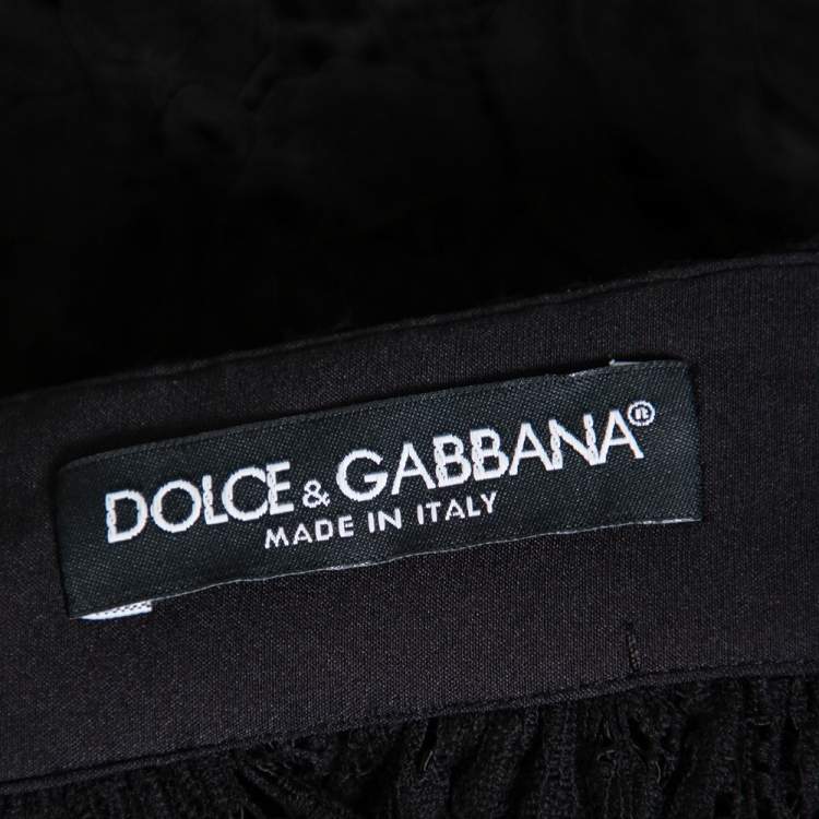 Pre Owned Dolce & Gabbana Black Lace Full Circle Maxi Skirt L