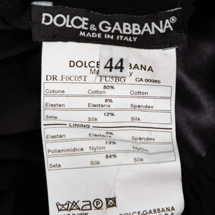 Pre Owned Dolce & Gabbana Black Cotton Belt Detail Flared Midi Dress M