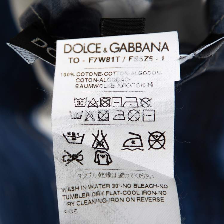 Pre Owned Dolce & Gabbana Blue Cotton Brushstroke Print Short Sleeve Tunic Top M