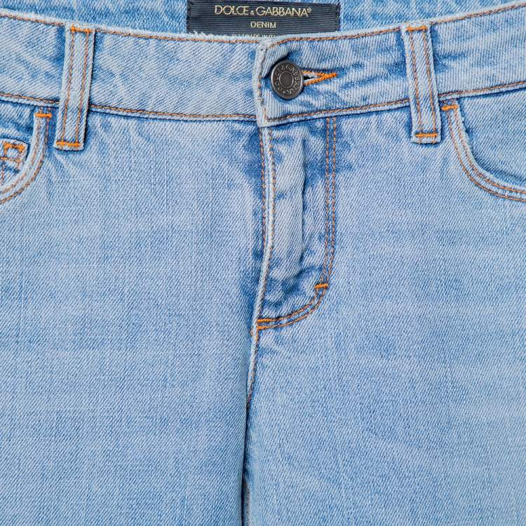 Pre Owned Dolce & Gabbana Light Blue Denim Tapered Leg Jeans S
