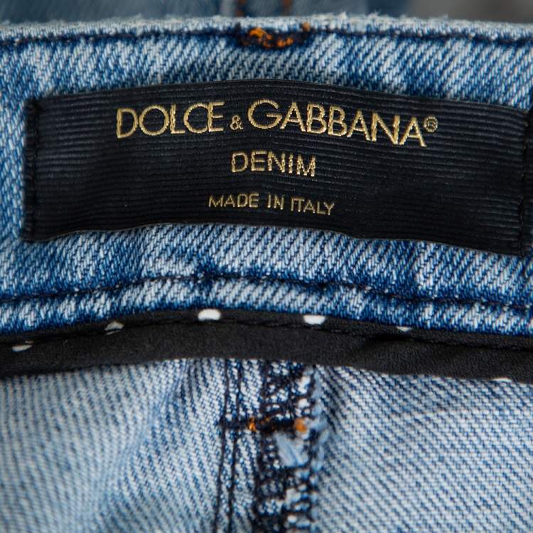 Pre Owned Dolce & Gabbana Light Blue Denim Tapered Leg Jeans S