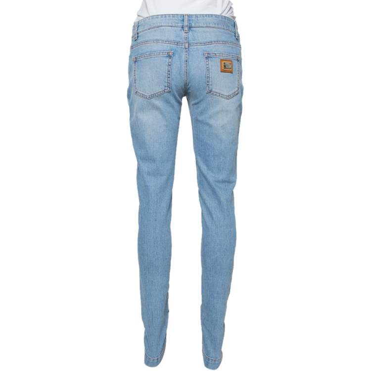 Pre Owned Dolce & Gabbana Light Blue Denim Tapered Leg Jeans S