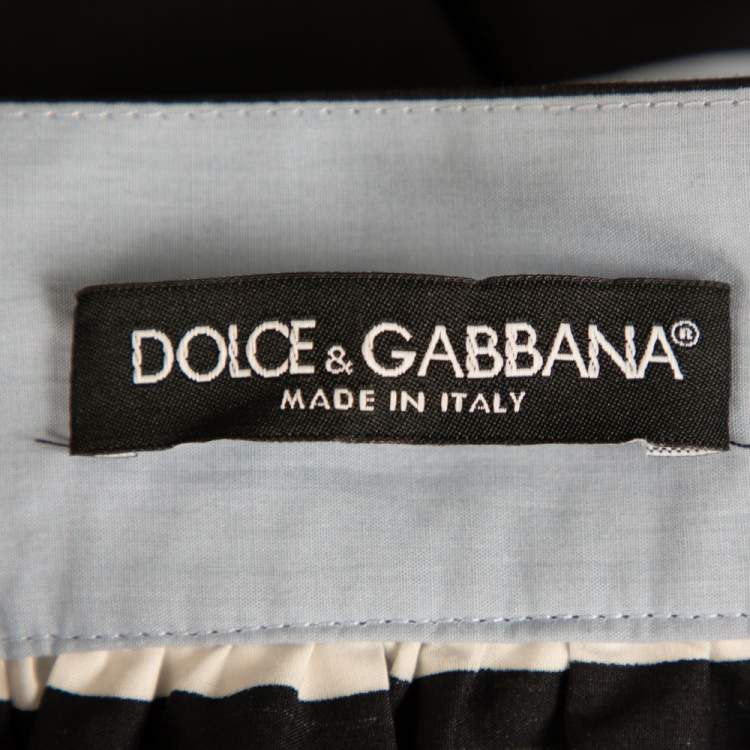 Pre Owned Dolce & Gabbana Blue Striped Cotton Flared Mini Skirt M