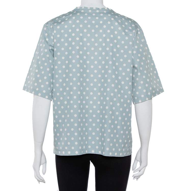 Pre Owned Dolce & Gabbana Grey Polka Dots Cotton Dolce Vita Calendar Girl T-Shirt L
