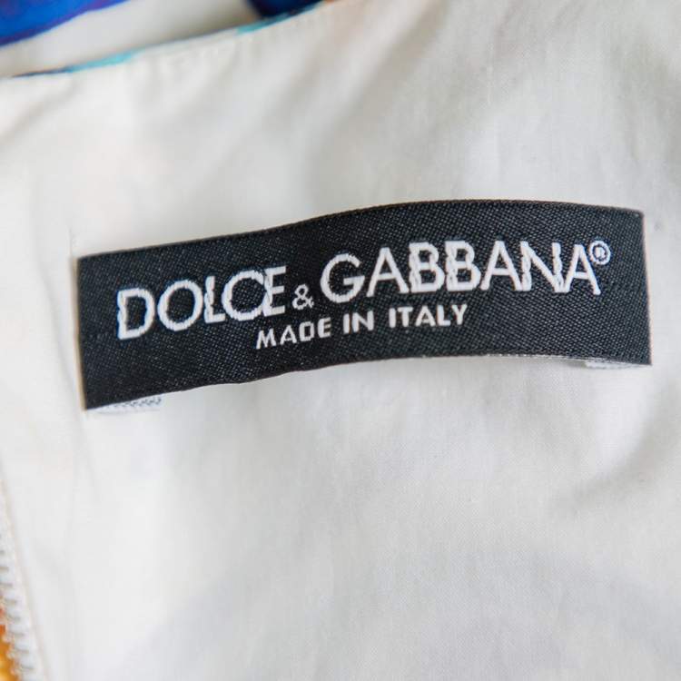 Pre Owned Dolce & Gabbana  Multicolor Maiolica Tile Print Cotton Sleeveless Midi Dress M