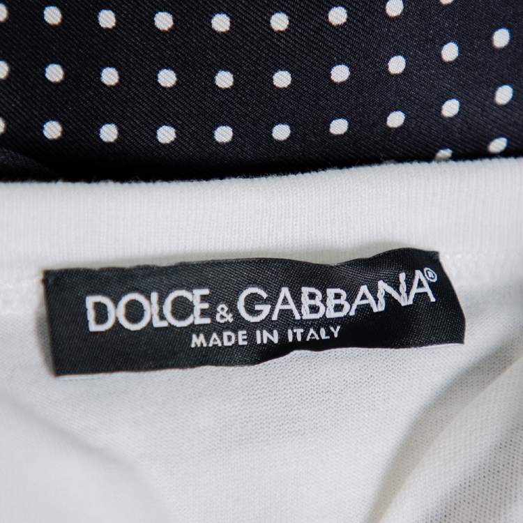 Pre Owned Dolce & Gabbana White Cotton Scarf Detailed T-Shirt M