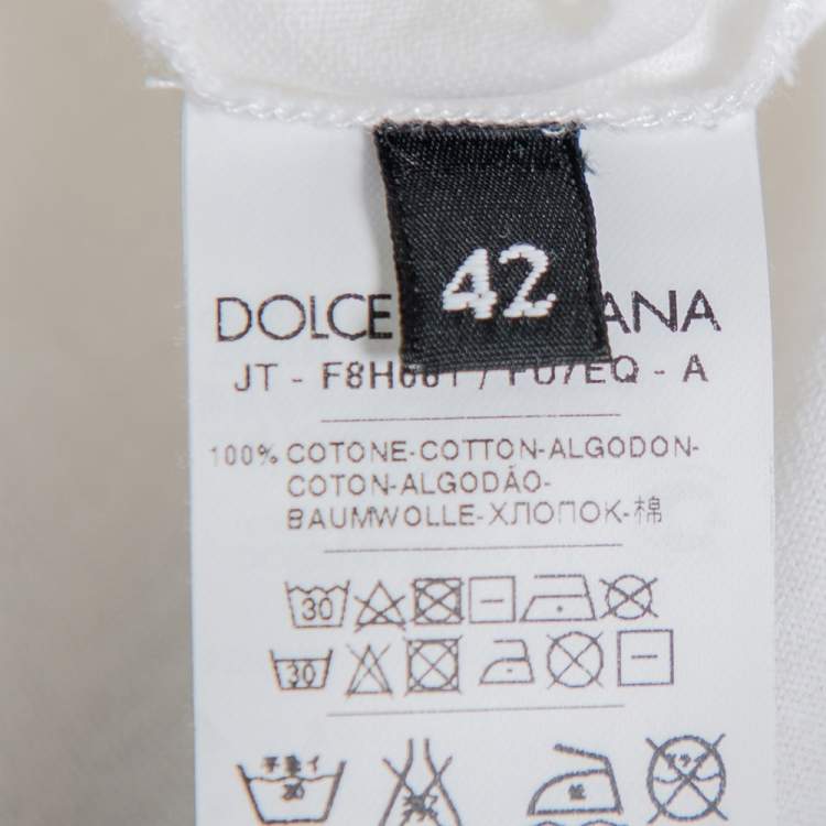 Pre Owned Dolce & Gabbana White Cotton Scarf Detailed T-Shirt M