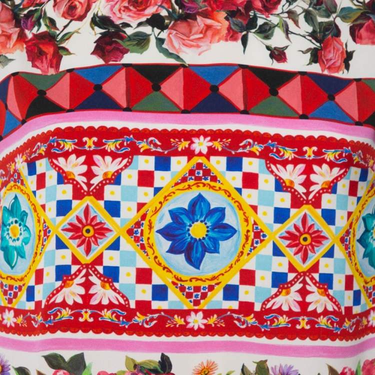 مملوكة مسبقًا Dolce & Gabbana Multicolor Multiprinted Silk Top S