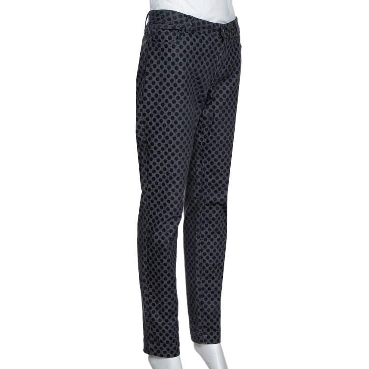Pre Owned Dolce & Gabbana Grey Polka Dot Denim Skinny Jeans XS