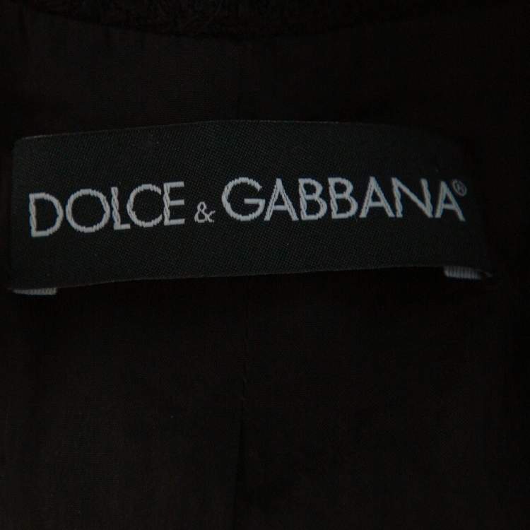 Pre Owned Dolce & Gabbana Black Tweed Contrast Trim Frayed Hem Jacket M