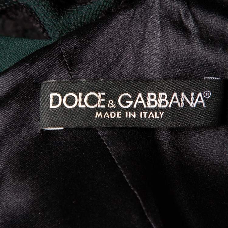 Pre Owned Dolce & Gabbana Green Crepe Lace Detail Long Sleeve Tunic XS