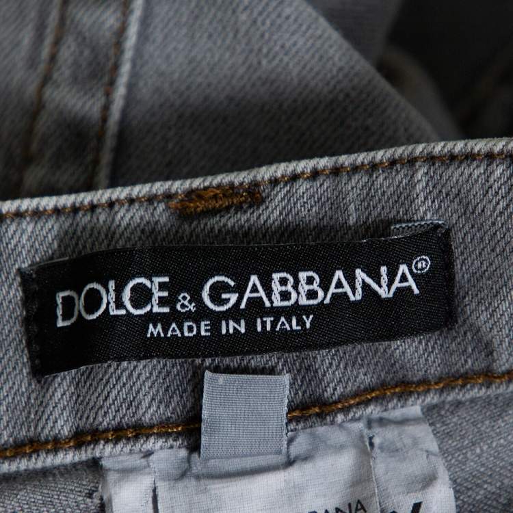 Pre Owned Dolce & Gabbana Navy Blue Denim Distressed Kate Jeans M