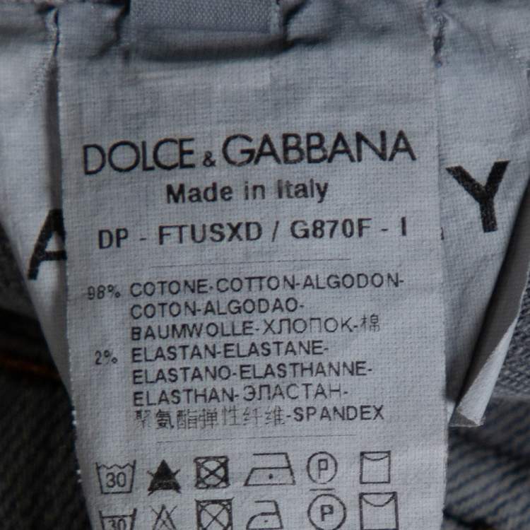 Pre Owned Dolce & Gabbana Navy Blue Denim Distressed Kate Jeans M