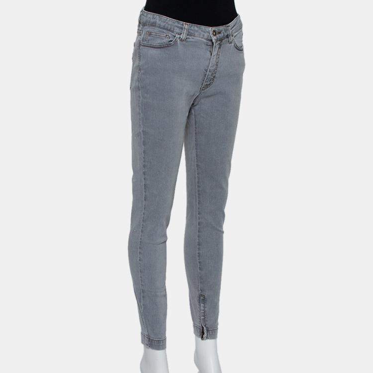 Pre Owned Dolce & Gabbana Navy Blue Denim Distressed Kate Jeans M