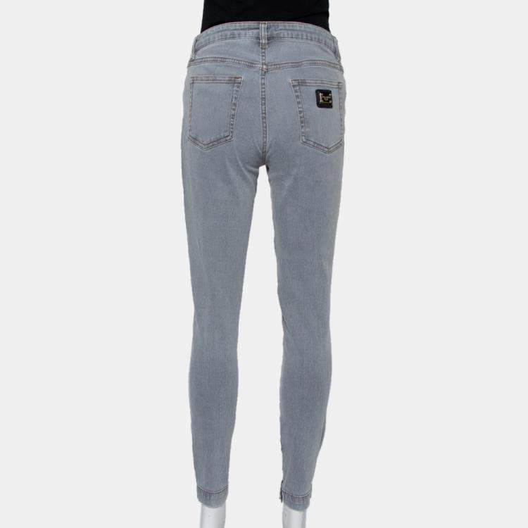Pre Owned Dolce & Gabbana Navy Blue Denim Distressed Kate Jeans M