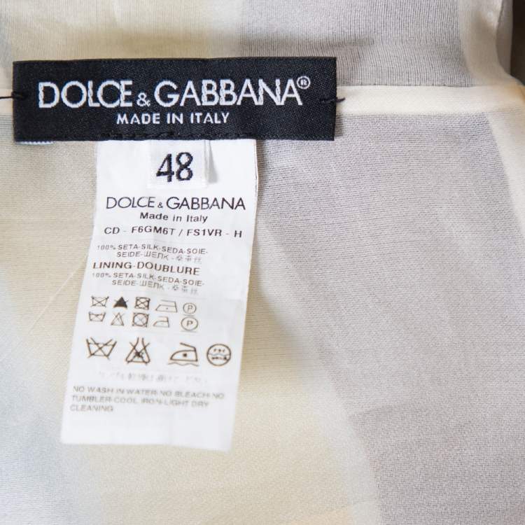 Pre Owned Dolce & Gabbana Multicolor Striped Silk Organza Midi Dress L