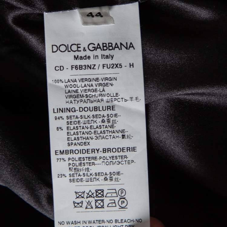 Pre Owned Dolce & Gabbana Black Wool Fashion Devotion Embroidered Midi Dress M