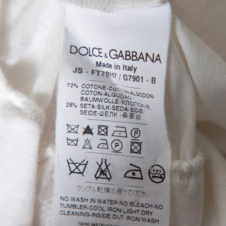 Pre Owned Dolce & Gabbana White Knit Lace Trim Waist Tie Detail Top M