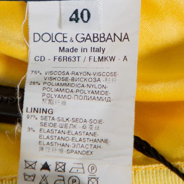 Pre Owned Dolce & Gabbana Yellow Lace Draped Strapless Mini Dress S