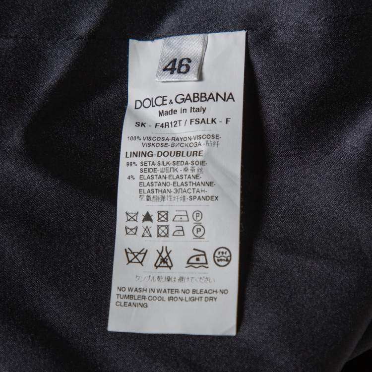 Pre Owned Dolce & Gabbana Black Floral Printed Crepe Pencil Skirt L