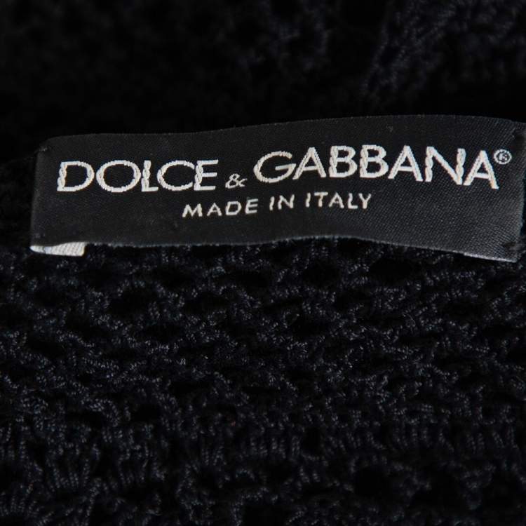 Pre Owned Dolce & Gabbana Black Crochet Button Front Top S