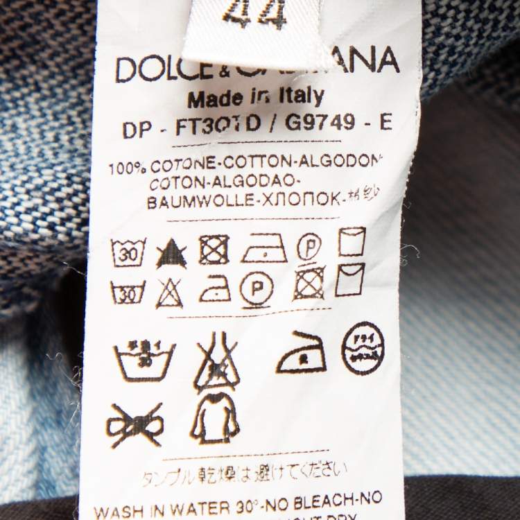 Pre Owned Dolce & Gabbana Blue Two Tone Denim Distressed Jeans M
