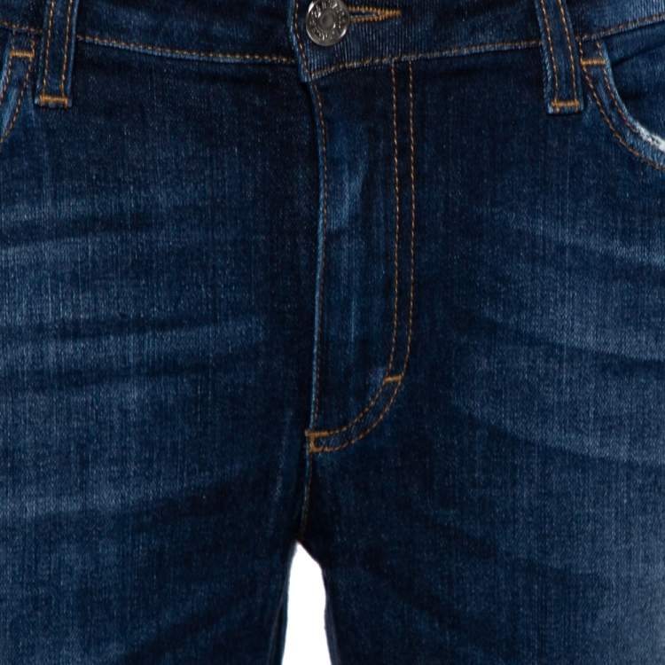Pre Owned Dolce & Gabbana Navy Blue Denim Faded Detail Slimmy Jeans L