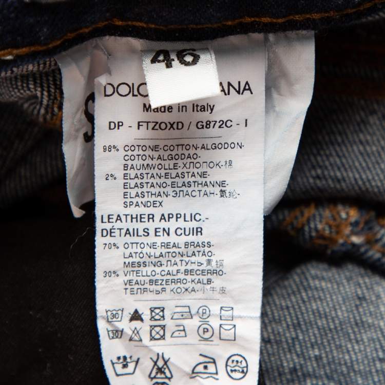Pre Owned Dolce & Gabbana Navy Blue Denim Faded Detail Slimmy Jeans L