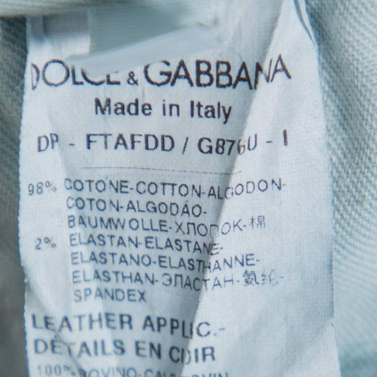 Pre Owned Dolce & Gabbana Blue Faded Denim Distressed Kate Jeans M