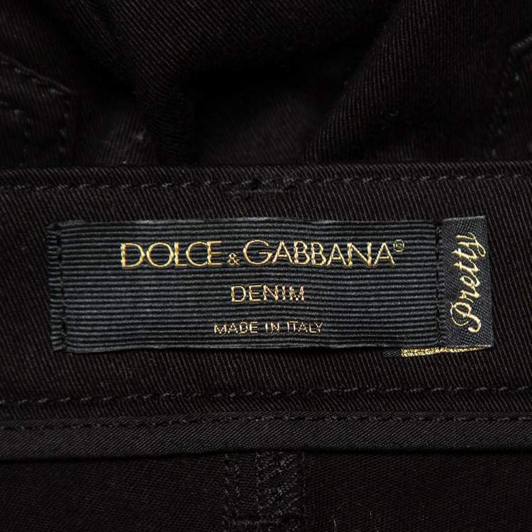 Pre Owned Dolce & Gabbana Black Denim Zip Detail Pretty Skinny Jeans M