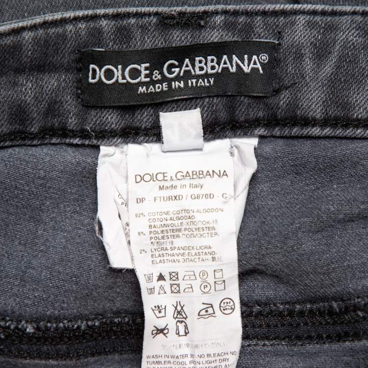 Pre Owned Dolce & Gabbana Grey Light Washed Slim Fit Jeans M