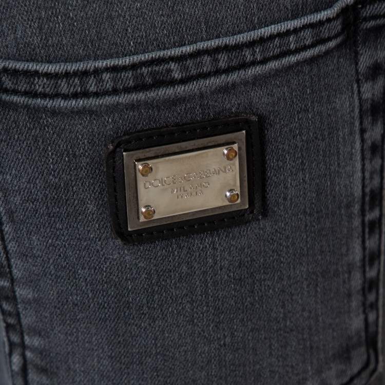 Pre Owned Dolce & Gabbana Grey Light Washed Slim Fit Jeans M
